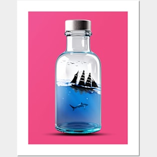 Sea view in Transparent Bottle Posters and Art